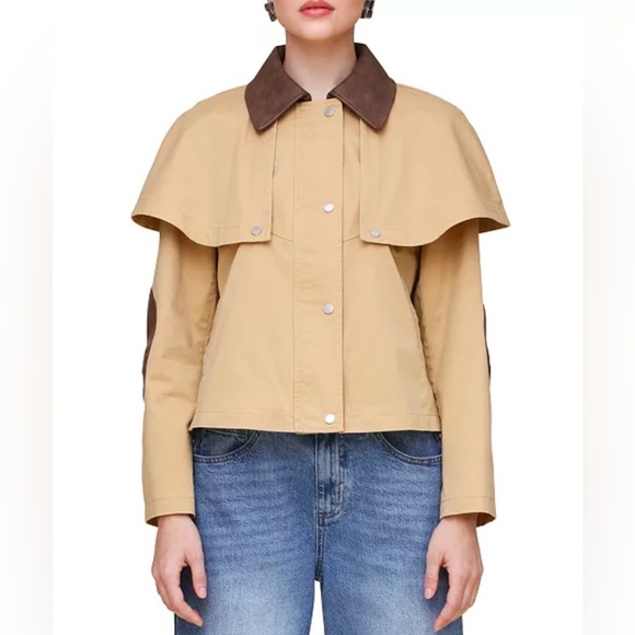 Avec Les Filles Jackets & Blazers - Avec Les Filles Women's Cropped Cape Trench Coat NEW With Tags Size Large